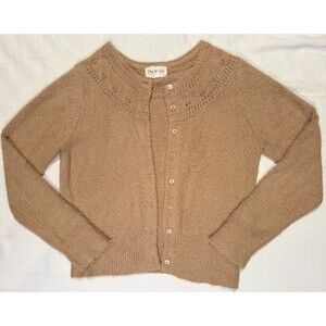 Vintage Y2K The Reeds Beige Cardigan Sweater L Old Money Prep Classic Soft Warm